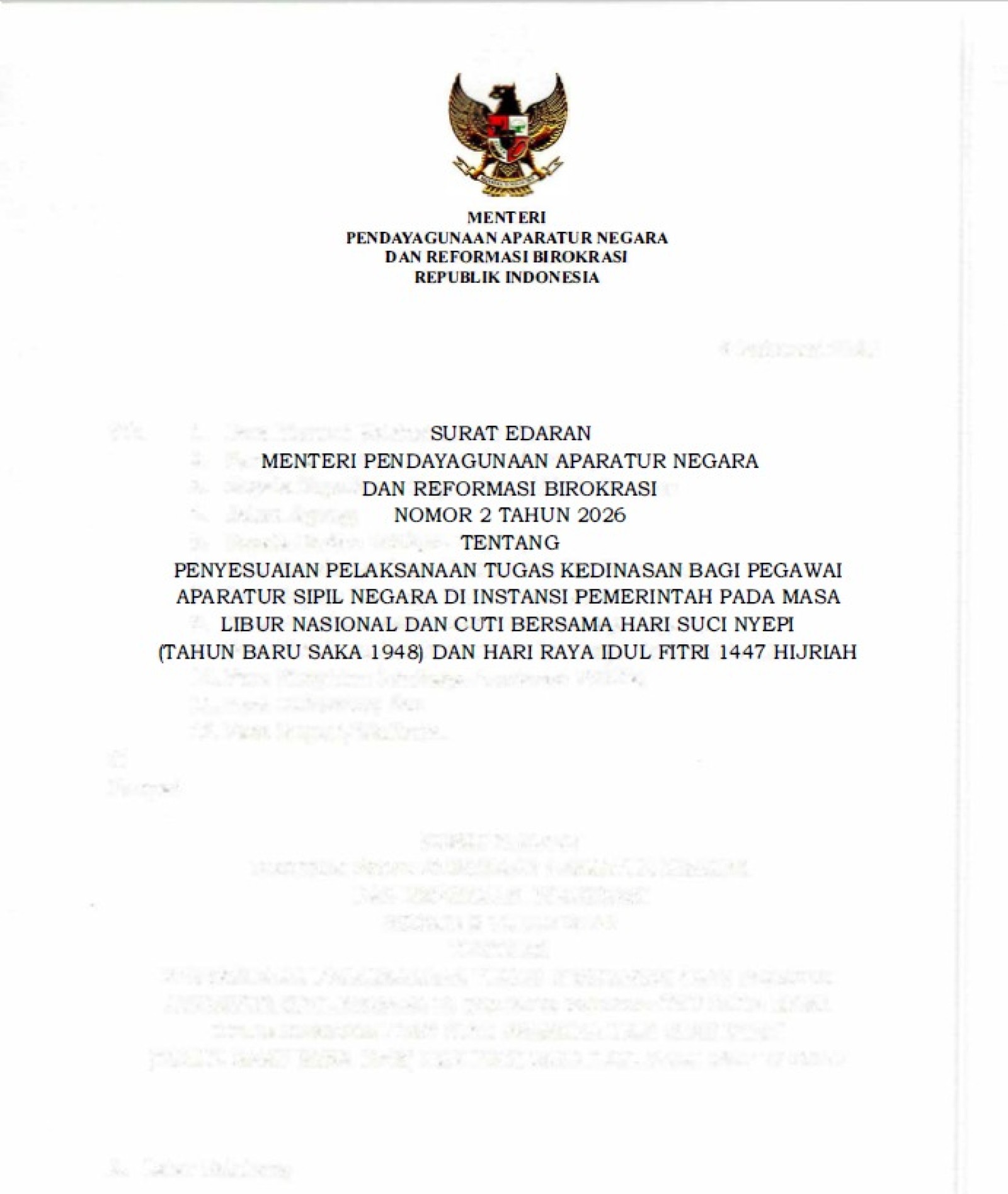 SE MENPANRB NO 2 TH 2026